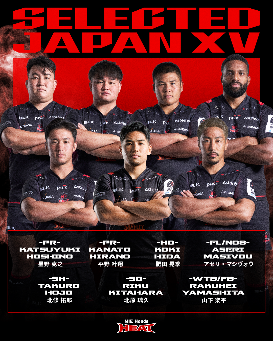 JAPAN XV」選出および合宿参加メンバーのお知らせ | ニュース | 三重